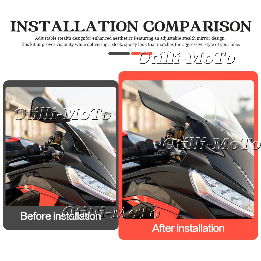 Фото Для Aprilia RS660 rs660 2026- Зеркала заднего вида Stealth Mirrors, спортивные зеркала-винглеты, регулируемые зеркала, мотоциклетные зеркала-винглеты. №5