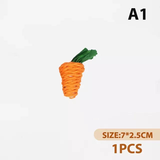 

Hamster Rabbit Chew Toy Bite Grind Teeth Toys Corn Carrot Woven Balls for Tooth Cleaning Radish Molar Toys Pet Supplies 1pc