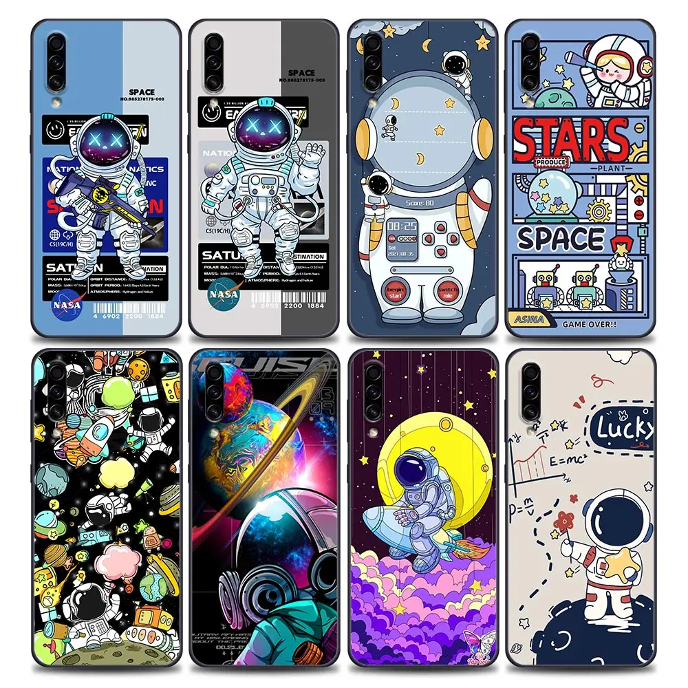

Cute Cartoon Astronaut Star Space Phone Case for Samsung A7 A8 2018 Galaxy A10 A20 A30 A30s A40 A50 A60 A70 S A90 5G Soft Cover