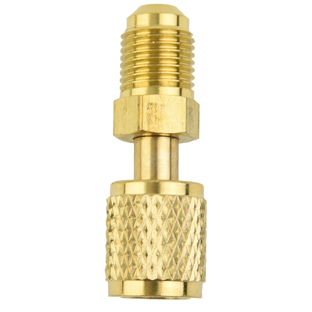 

1Pc R32 R410a Refrigerantion Connector Head Male 5/16 To Female 1/4 SAE Adapter Quick Coupler Vacuum Pump Brass Adapters