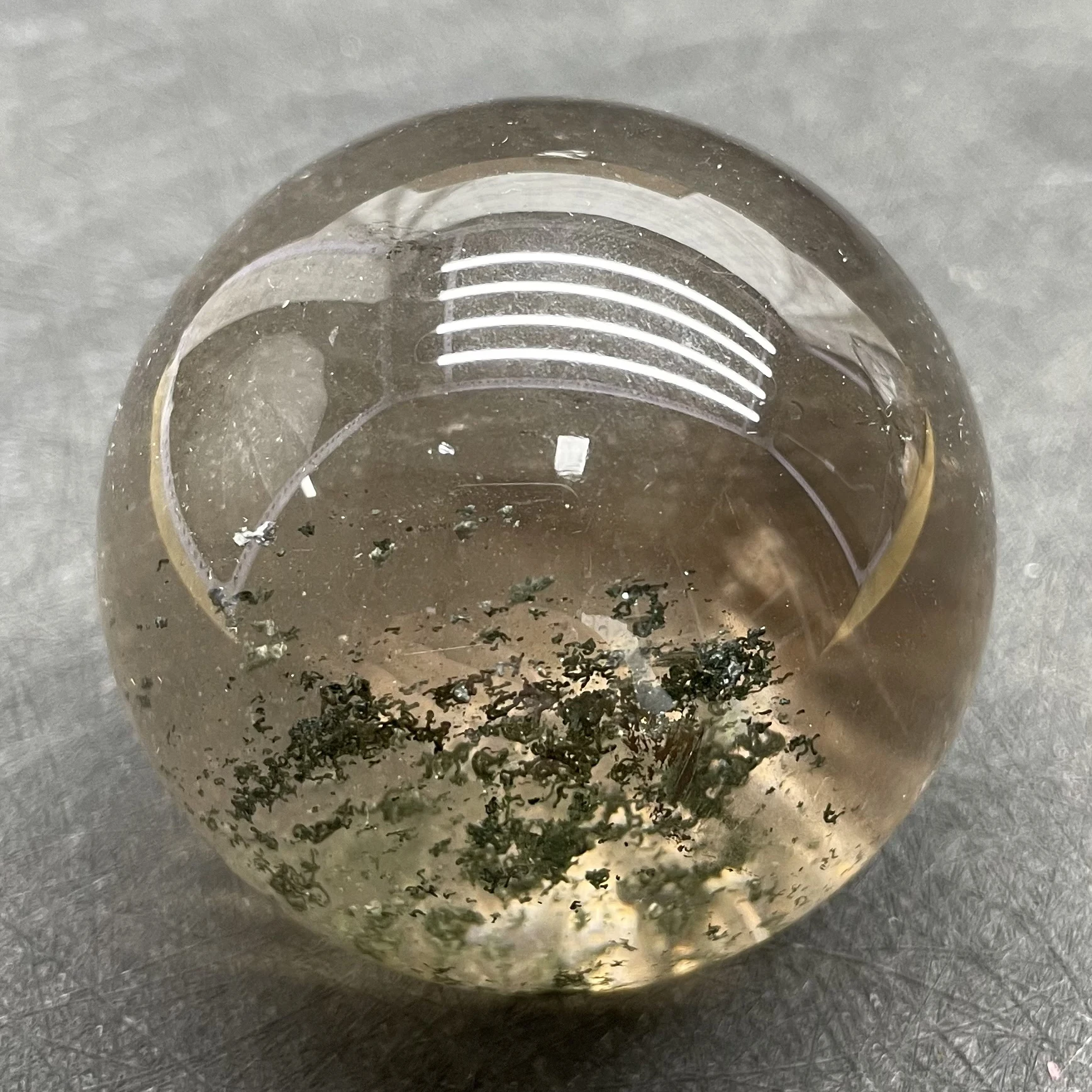 

253g Natural Crystal Ball Green Phantom Sphere Rock Decoration Rough Polished Quartz Stone Healing W21