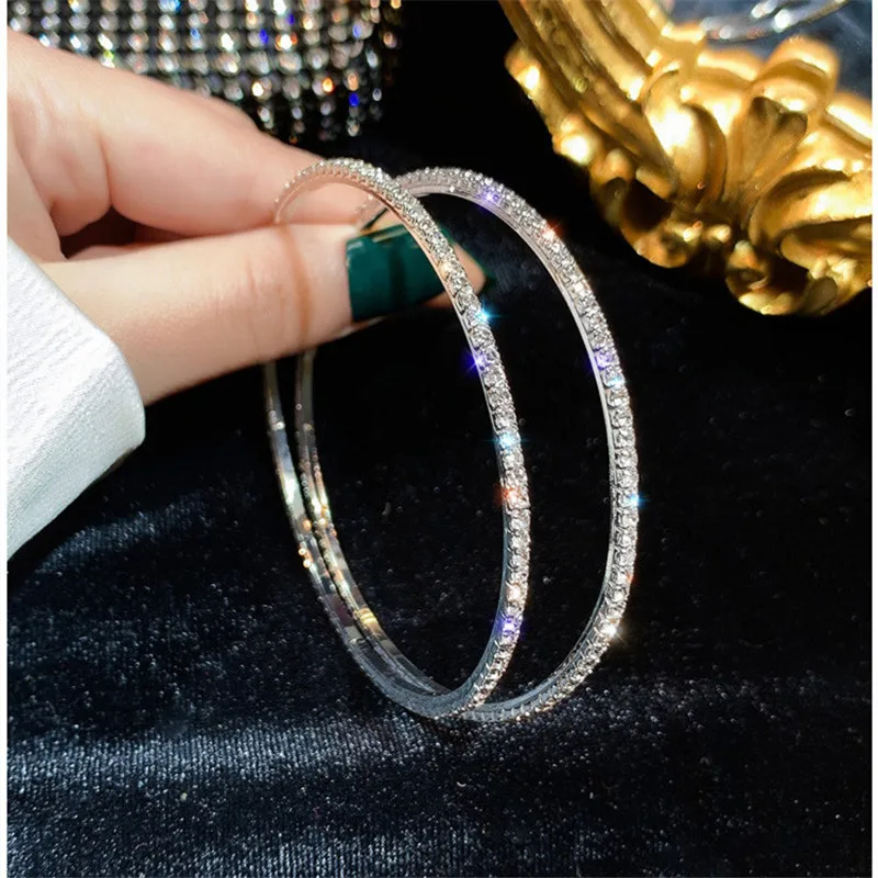 

FYUAN большие круглые серьги-кольца с кристаллами для женщин Bijoux геометрические серьги Стразы эффектные Ювелирные изделия Подарки