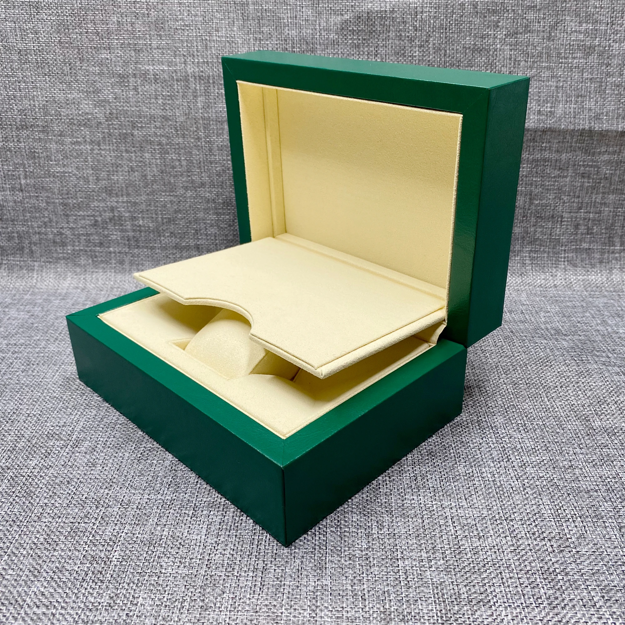 High Quality Custom Box Luxury Elegant Green Leather Wooden Watch Box Packaging Storage with Microfiber Pillow For Roleables
