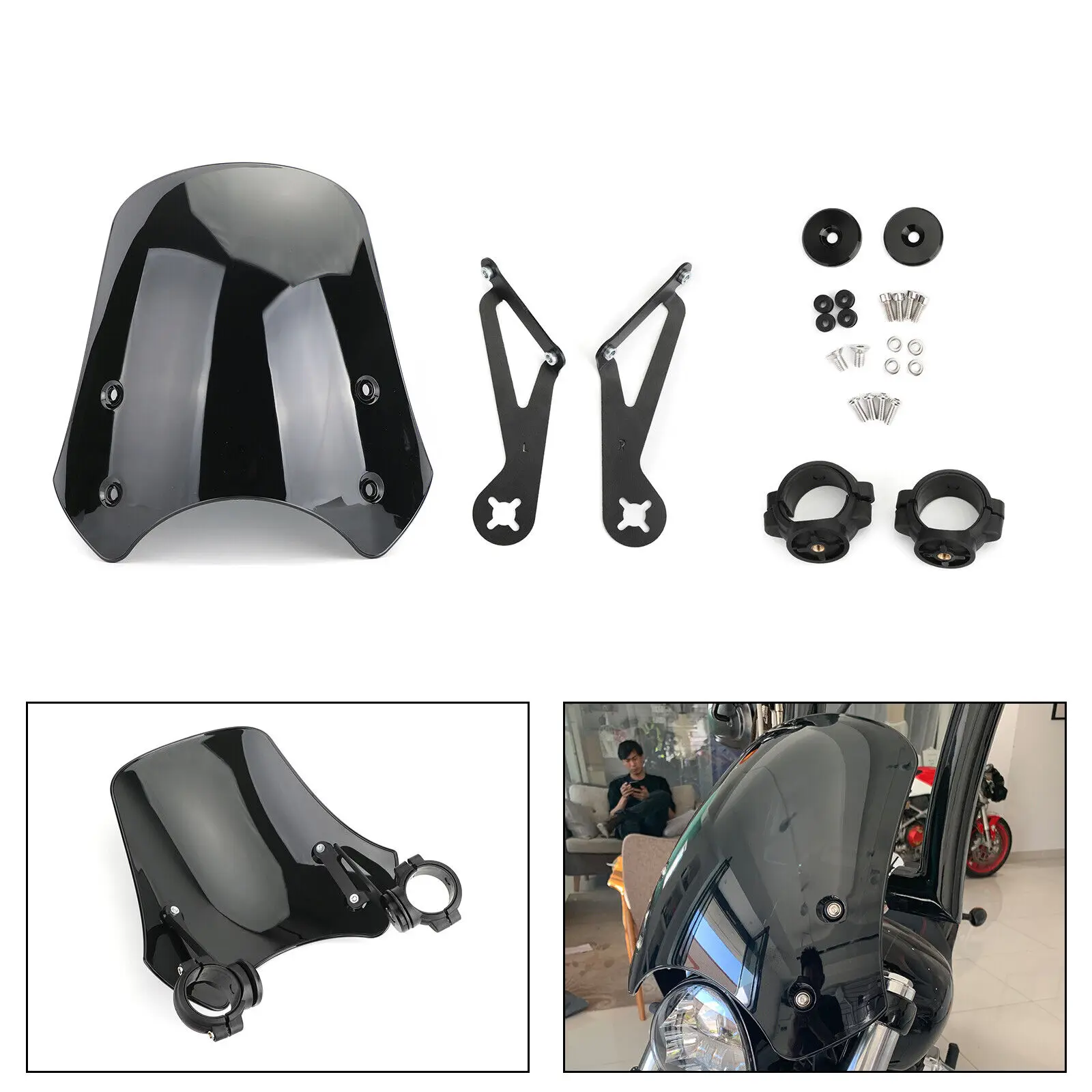 

Лобовое стекло ABS для мотоцикла, подходит для моделей Harley Dyna Softail FXST Softail 2005-2011 FXS Blackline 2011-2013