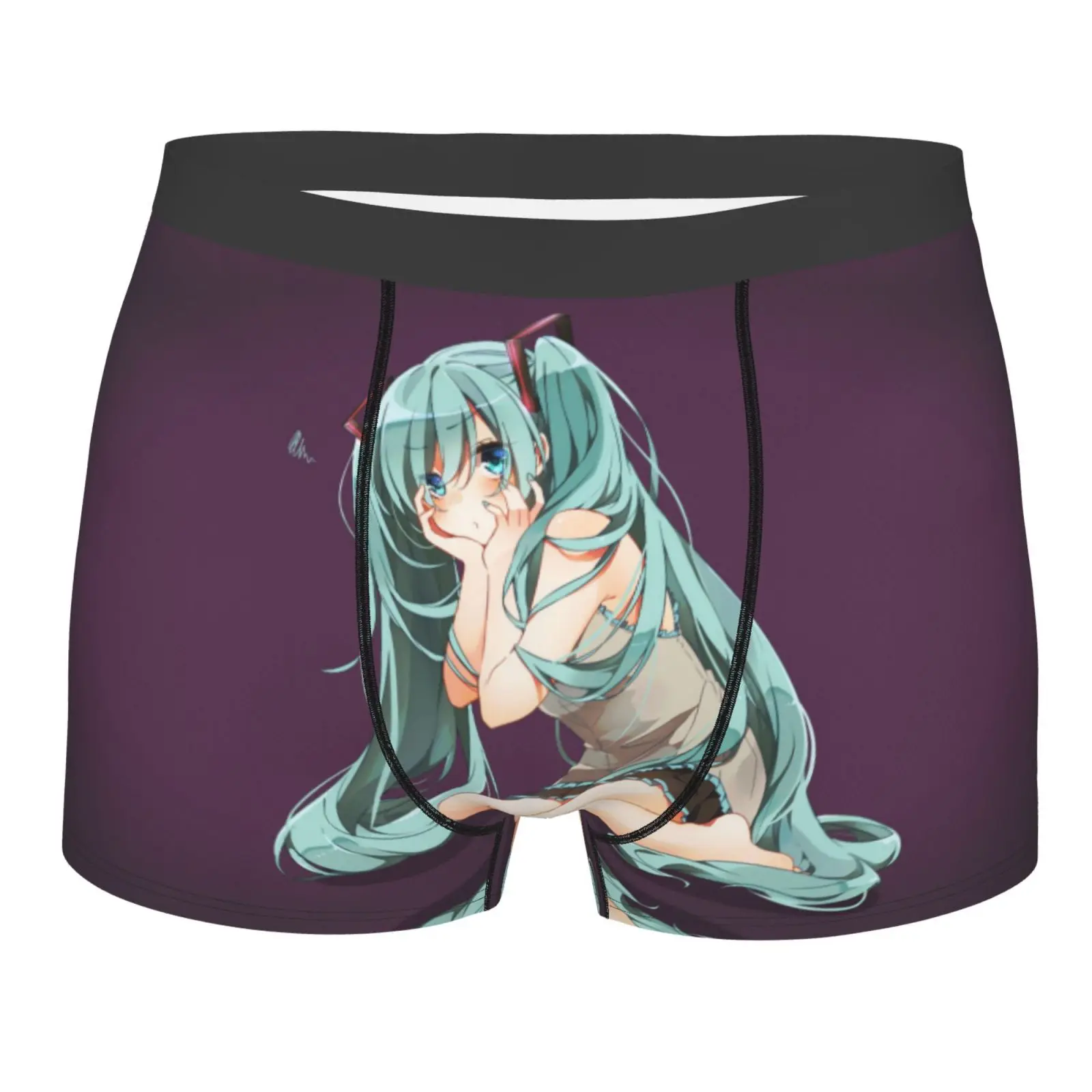 

Miku Anime Cartoon Mens Underwear Male Underpants Double Sides Printed Soft Breathable Machine Wash Kawaii Boys Underwear