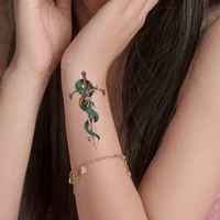 temporary tattoo stickers watercolor green snake jewelry sword totem fake tattoos waterproof tatoos arm leg large size women men