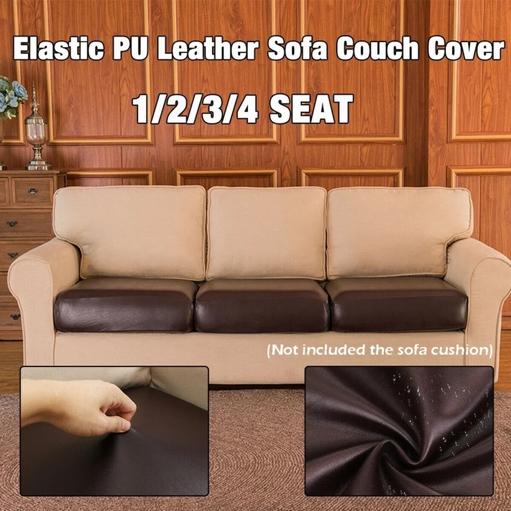 

1/2/3/4 Seater Elastic PU Leather Waterproof Sofa Cover Seat Protector Solid Color Wearable Living Room Furniture Protector