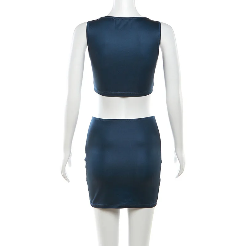 Leosoxs Cusual летний комплект из 2 предметов женские модные майки на молнии с v-образным