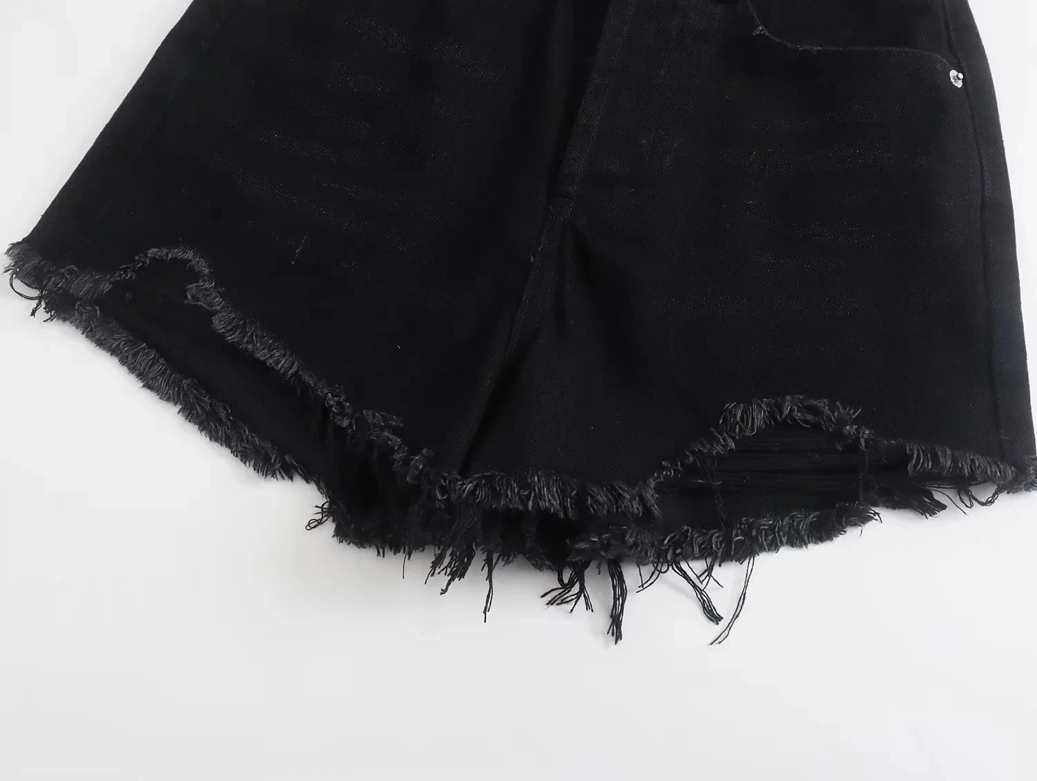 Withered 2023 Denim Bermuda High Street Fashion Solid Burrs High Waist Loose Harem Shorts Women