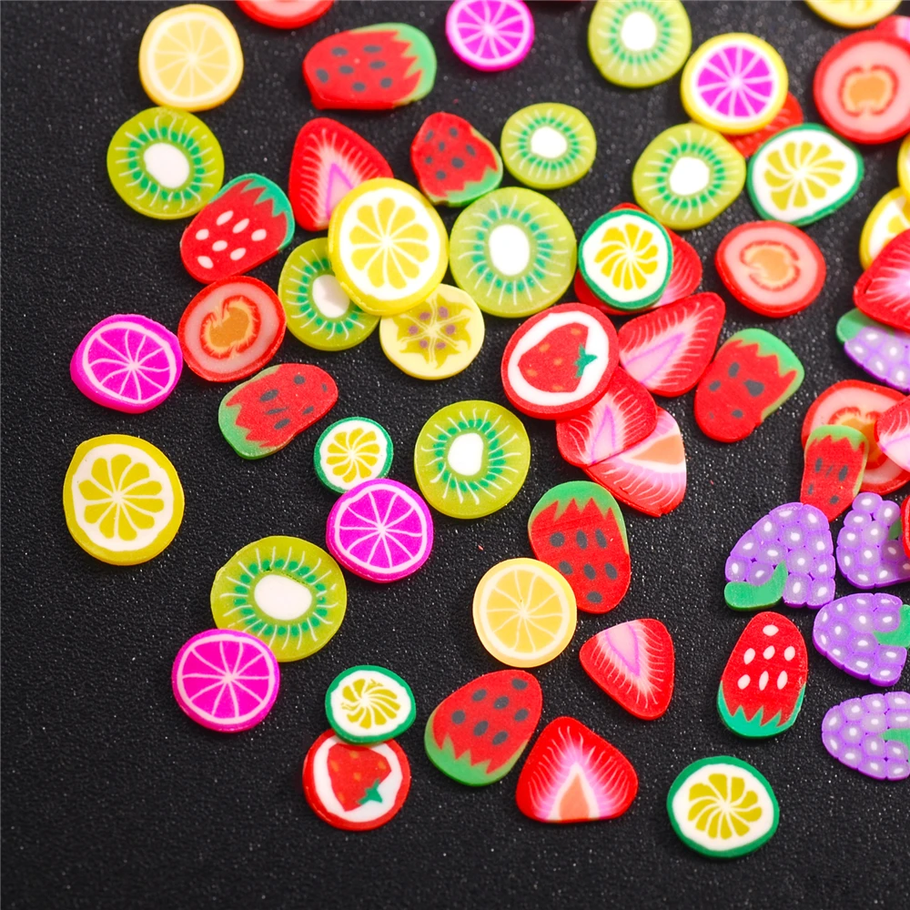 

800 шт. блестящие милые Мультяшные тематические нашивки для ногтей с нарезанными фруктами для дизайна ногтей, украшения для слайма и украшен...