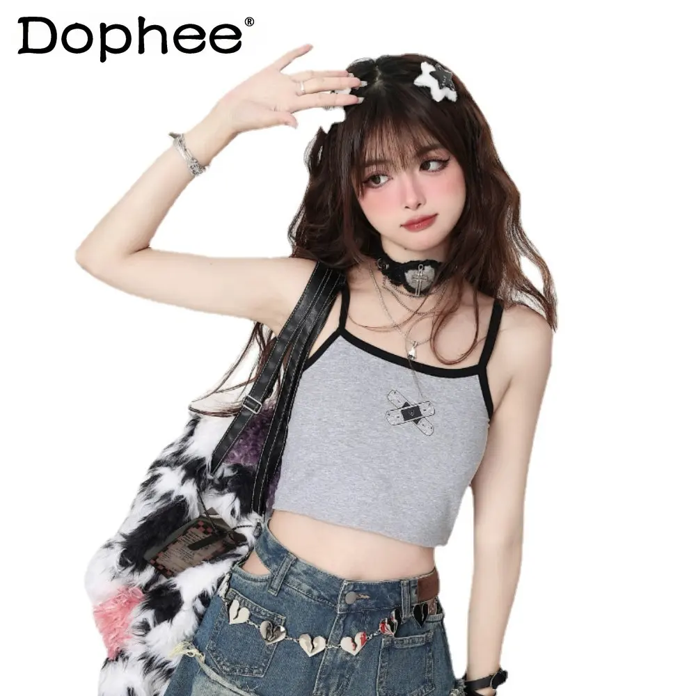 

Japanese Sweetheart Hot Girl Outer Wear Inner Wear Small Sling Summer Sweet Cool Slimming Vest Camisoles Y2k Clothes Top Mujer