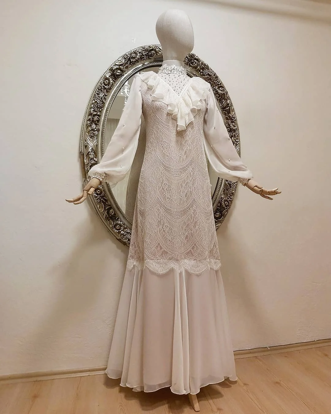 

New Arrival Long Lace Evening Dresses Pearls Dubai Design Women Prom Gowns Vestidos De Festa 2022 Arabic Celebrity Party Dresses