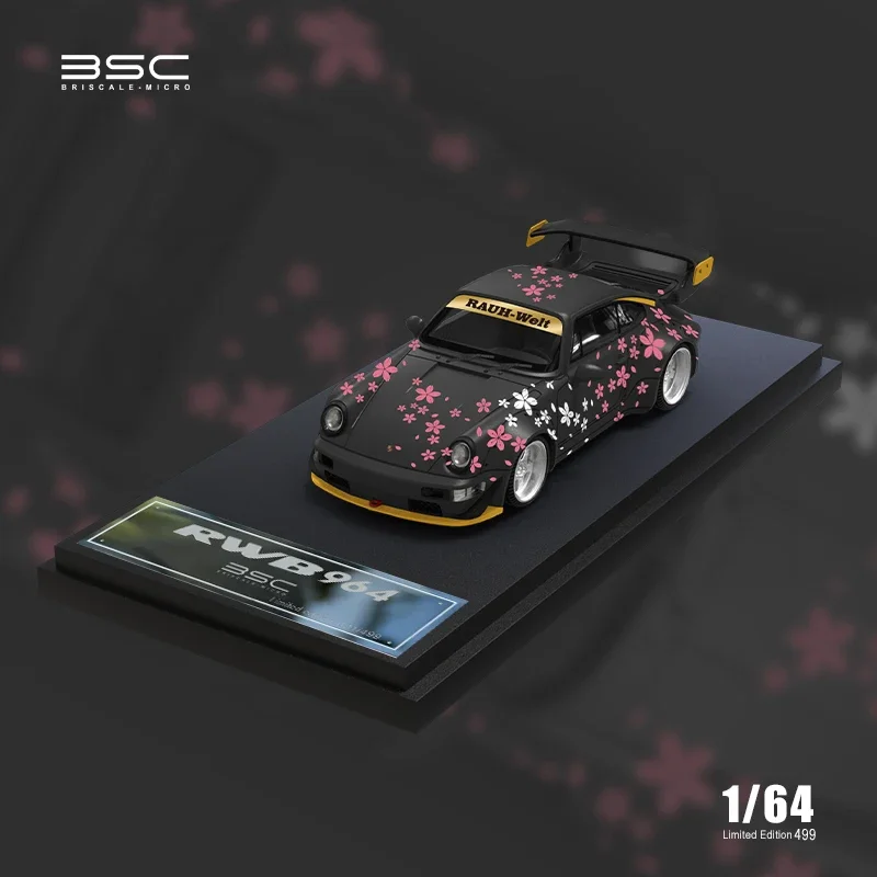 Модель автомобиля BSC 1:64 RWB Sakura Matte Black/White No 667