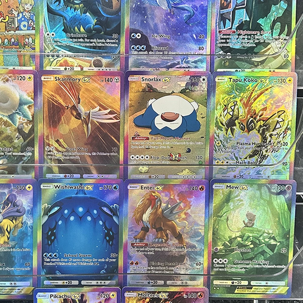 Фото DIY аниме PTCG карманная коллекционная карта английский снорлакс Raikou Entei Mew Tapu Koko рефрактивная цветная флэш-карта рождественские подарки игрушка №1