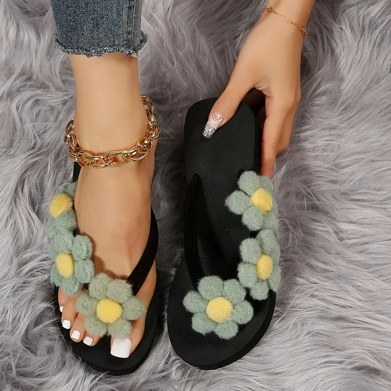 

Women's Flower Decor Summer Beach Sandals Elegant Elastic Band Slingback Slides Outdoor Comfy Stretch Lovely Female Shoes