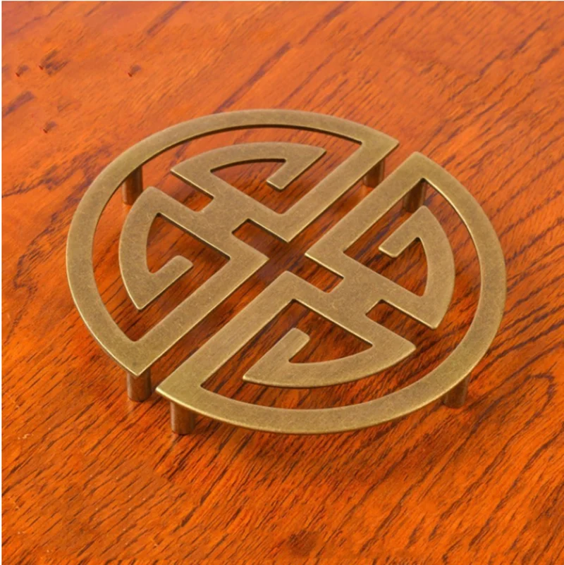

1Set Chinese copper cabinet door wardrobe kitchen handle brass round hollow out drawer furniture hardware