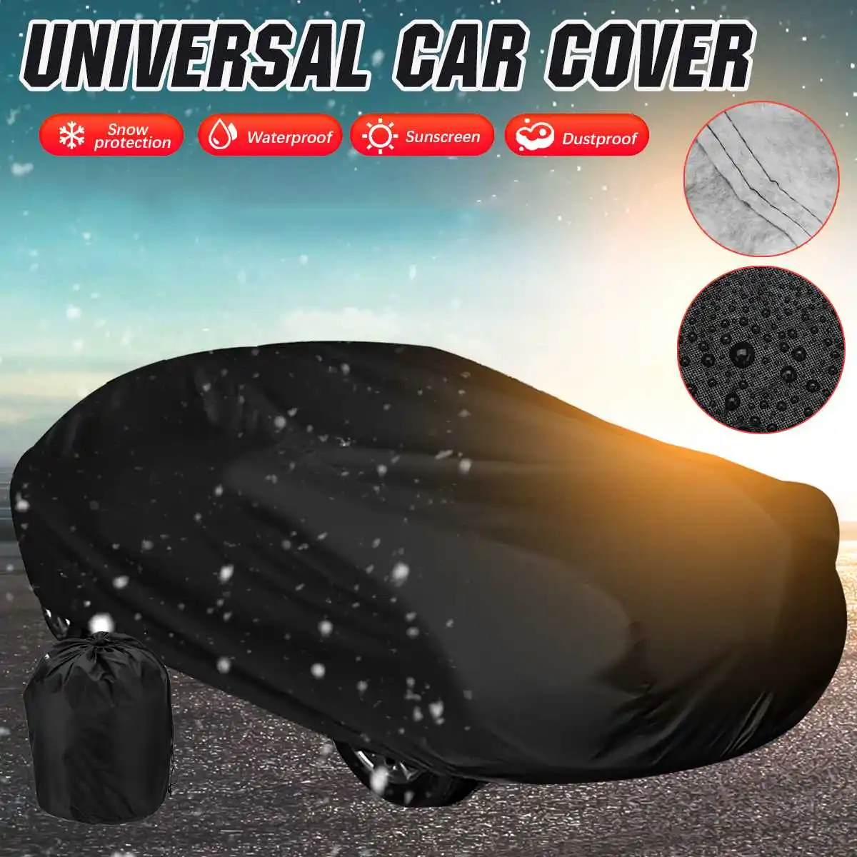 

Winter Full Car Cover Snow Car Cover Dual-layer Cotton Lined Waterproof Dust-proof Ice Snow Frost Resistant Sunshade Anti-UV
