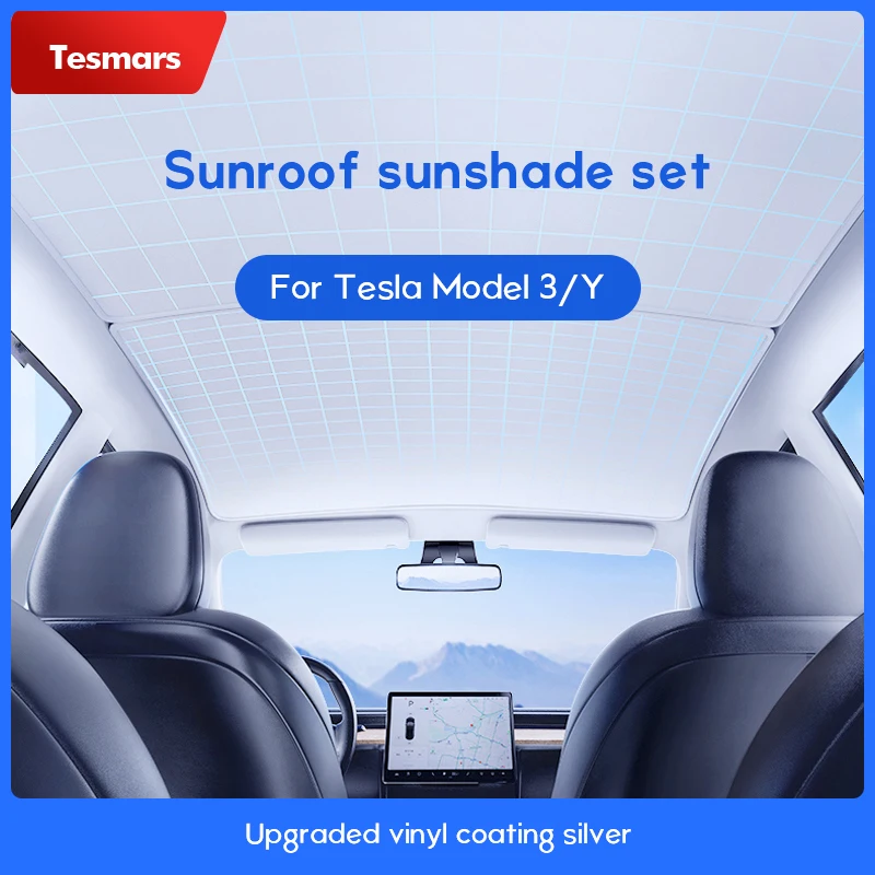 Tesmars for Tesla Model 3 Model Y Segmented Sunroof Shading Curtain Car Roof Special Sunscreen Heat Insulation Shading Block Tesmars for Tesla Model 3 Model Y Segmented Sunroof Shading Curtain Car Roof Special Sunscreen Heat Insulation Shading Block