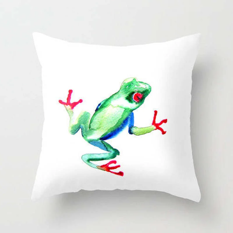 

Decorative Pillow Cover - Green Tree Frog Art - Throw Pillow Cushion - Fine Art Home Decor