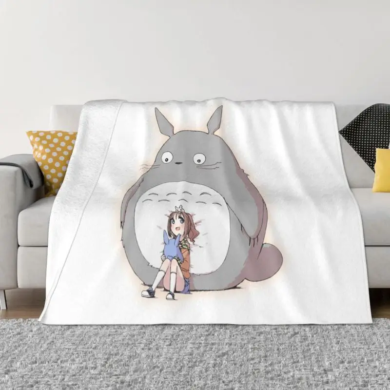 

My Neighbor Totoro Miyazaki Hayao Blanket Fleece Spring Warm Flannel Studio Ghibli Anime Manga Throw Blanket Travel Bed Quilt