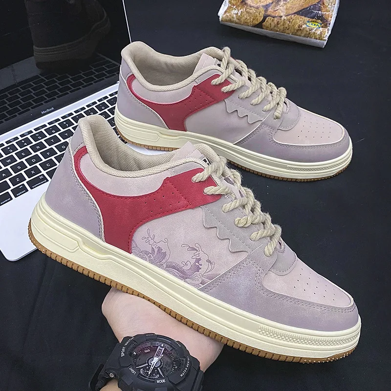 

Кроссовки мужские на платформе, удобная Вулканизированная подошва, на шнуровке, Повседневная дышащая обувь для студентов, модель 2023