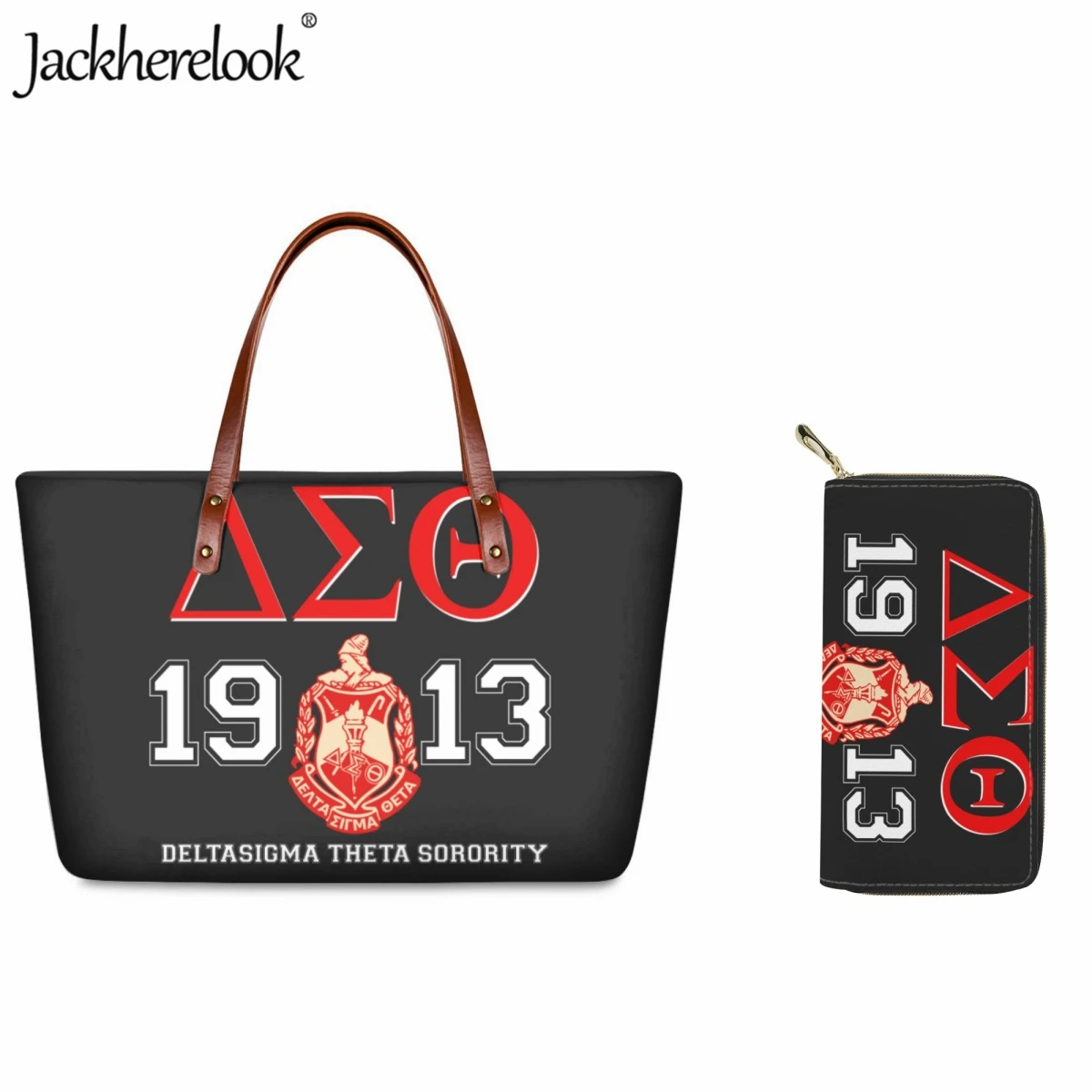 

Jackherelook, женские сумки на плечо, новинка, популярная сумка-тоут Delta Sigma Theta Sorority, повседневные дорожные сумки для покупок, набор длинных кошельков