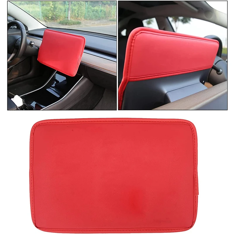 

Car Navigation Cover Easy On And Off Sunshade Screen Protector For Tesla Model 3 Model Y Red & Black