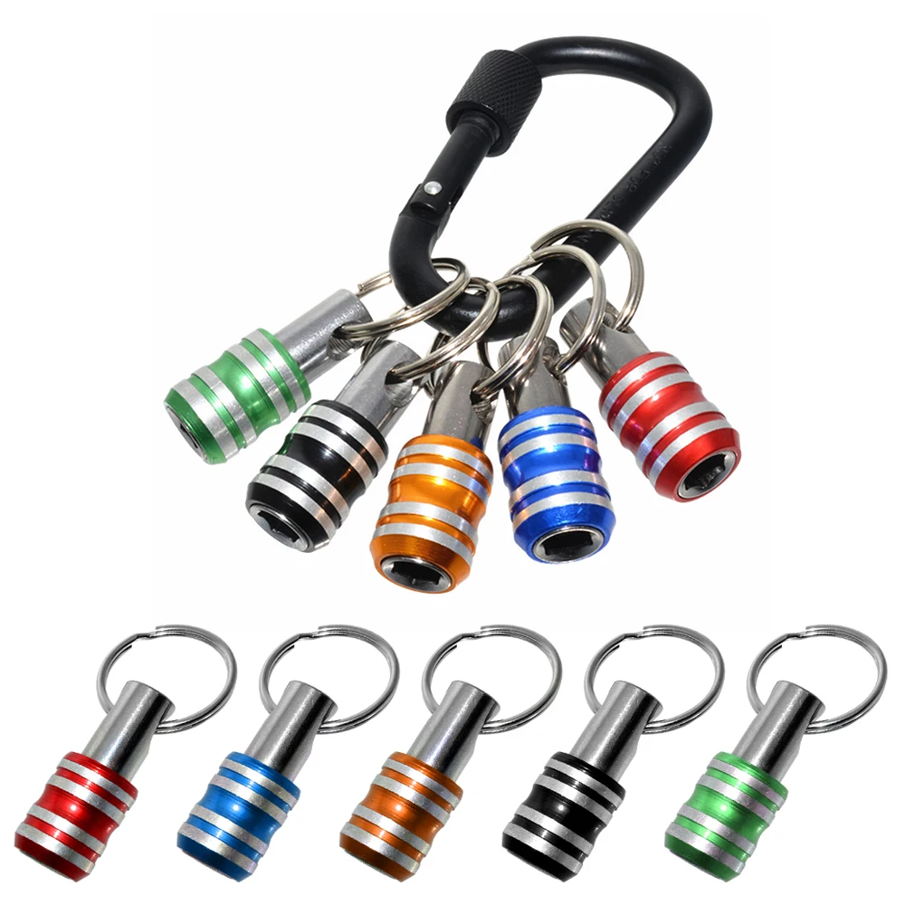 

5pcs Aluminum Alloy Glossy Keychain Hex Handle Screwdriver Bit Extension Rod Portable Electric Manual Screwdriver and Drill Bits
