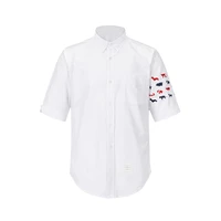 tb browin four bar animals embroidery shirt top mens clothing poplin slim casual short sleeve cotton korean fashion blouses