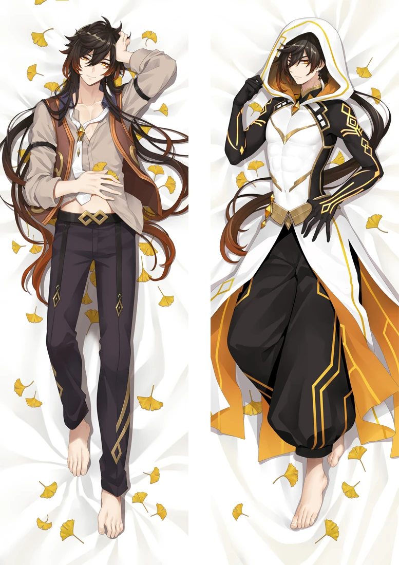 

60x180cm Game Genshin Impact Cosplay Dakimakura Pillows Zhongli Hugging Body Pillowcase Peachskin 2Wt Pillow Case Cover DIY