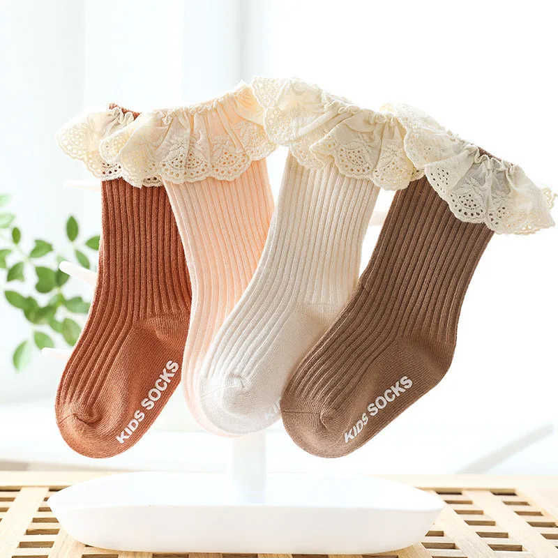 

Newborn Baby Princess Lace Knee High Spring Socks Children Girls Toddler Non-slip In Tube Socks Kid Sox 0-3Y Baby Girl Stuff
