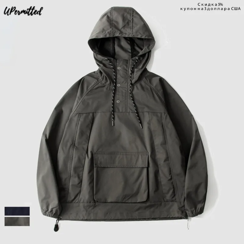 

2022 Spring Autumn Men Jackets Japanese High Street Fashion Casual Loose Solid Man Hooded Sports Coats Fishing Outdoor Wear