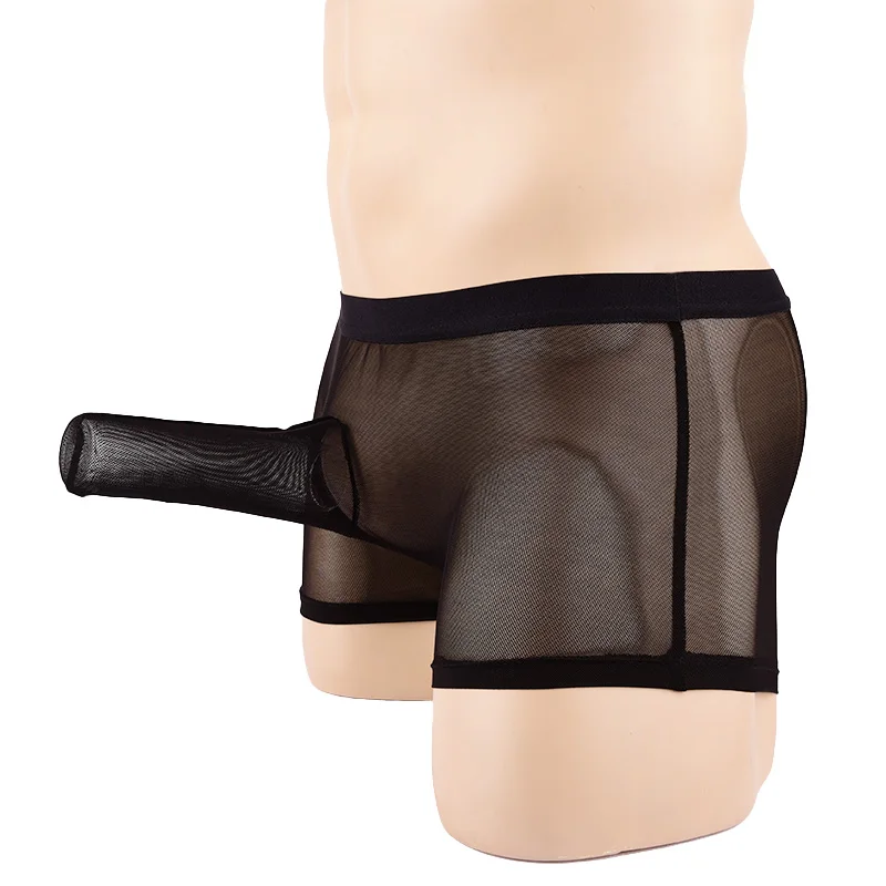 

Mens Underwear Sexy Elephant Nose Boxers Ultra-thin Mesh Bikini Panties Solid Seamless Elastic Lingerie Briefs Tangas Underpants