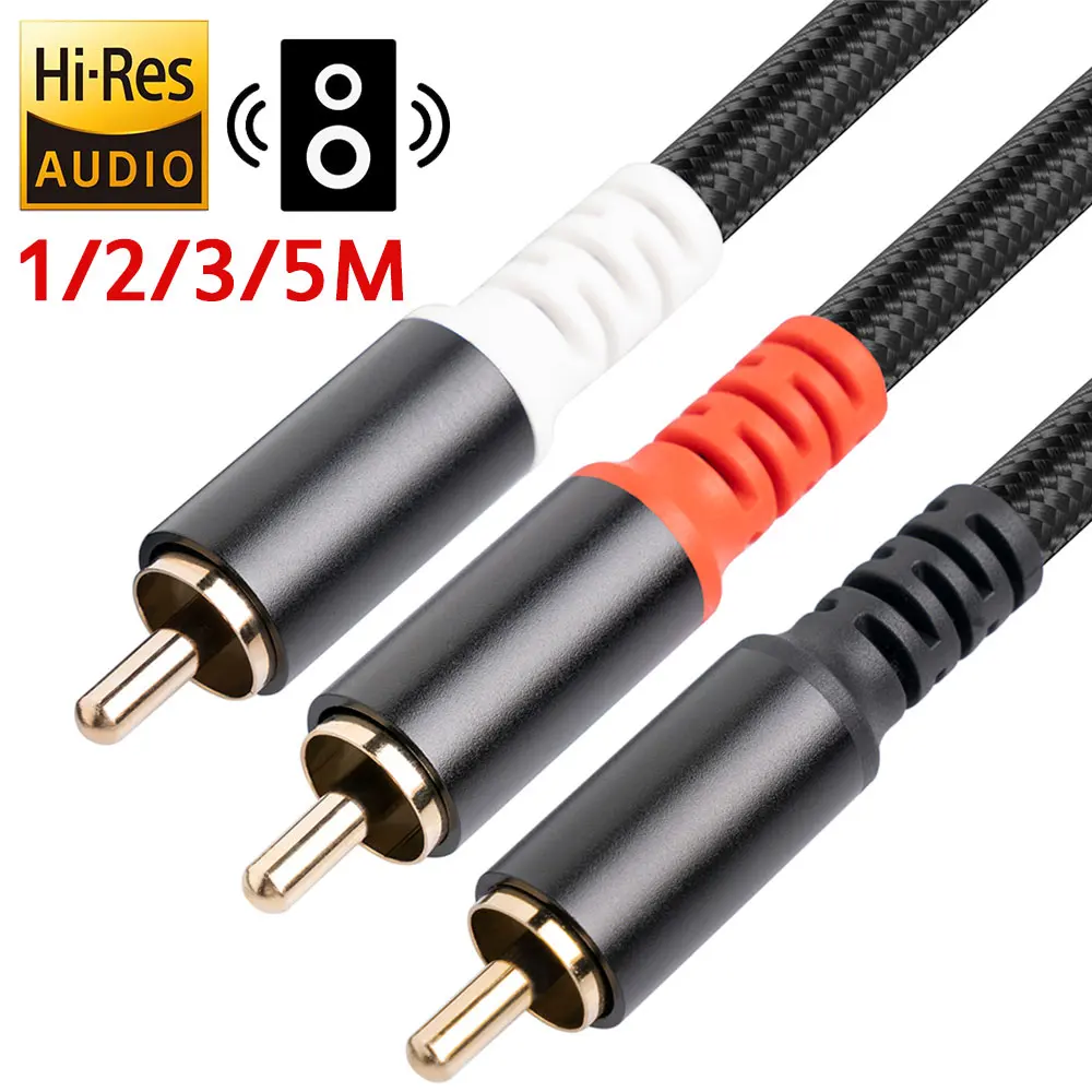 

HiFi RCA Audio Cable Jack 3.5 to 2 RCA Cable 2RCA Male Y Splitter Aux Cable for TV PC Amplifiers DVD Speaker Wire 1/2/3/5m