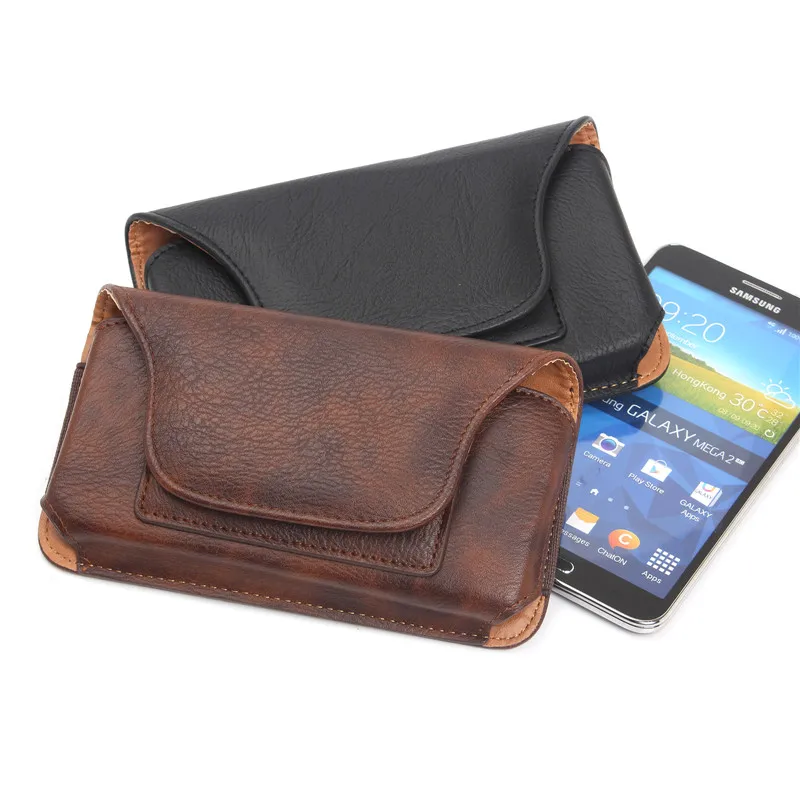 Vintage Leather Card Holder Phone Bag Mobile Belt Clip Case Holster Belt Pouch Men Waist Pack For Xiaomi 9 iPhone Samsung Huawei
