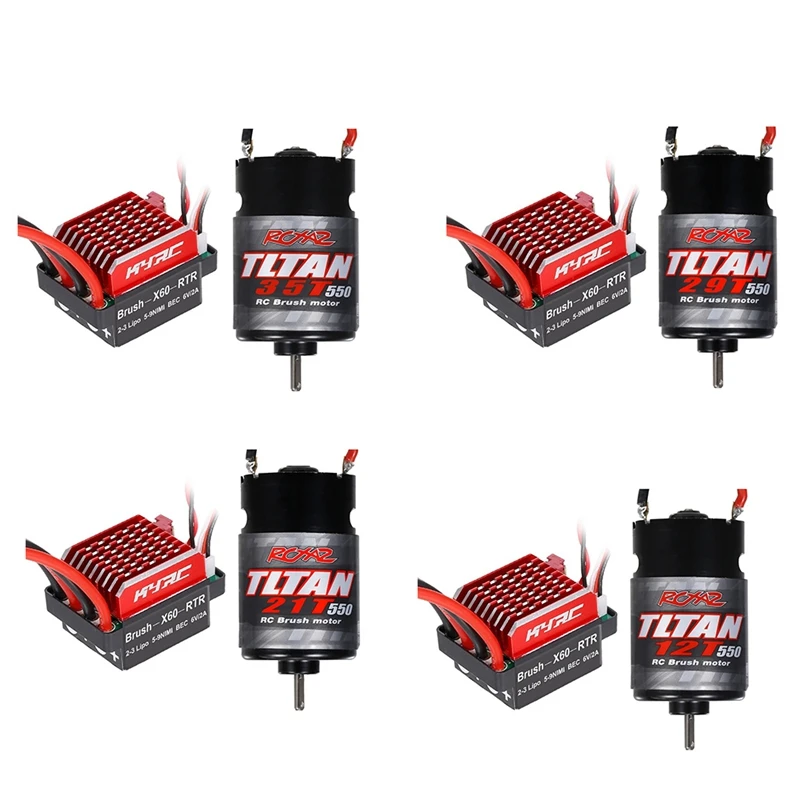 

550 щеточный двигатель с 60A ESC для 1/10 RC Crawler Axial SCX10 AXI03007 90046 Traxxas TRX4 TRX6 Slash