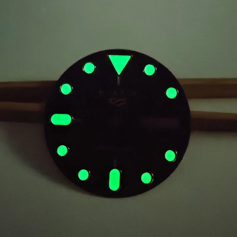 Watch accessories dial black gold nails C3 green luminous 28.5mm modified abalone watch MOD fit NH36 movement Date-day case