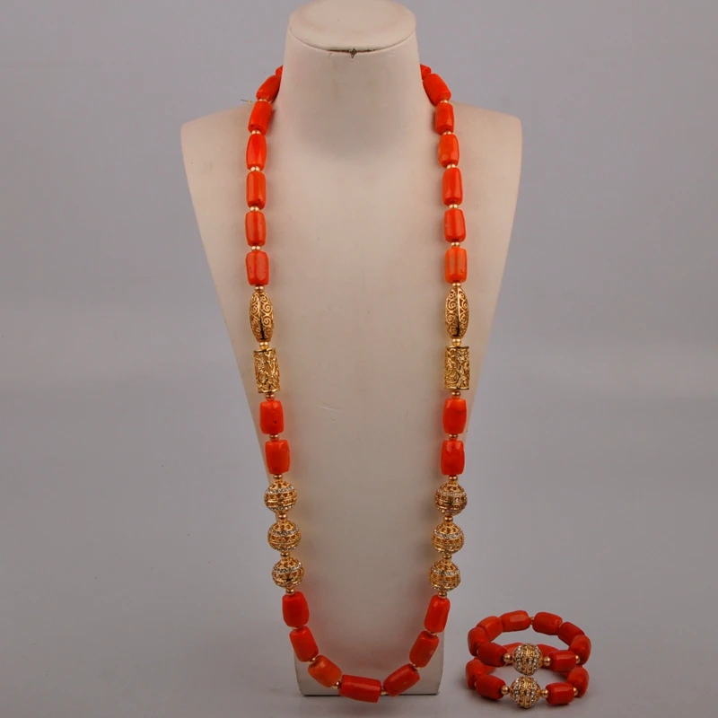 

100 см длинное коралловое ожерелье, ювелирные изделия жениха, Коралловый ювелирный набор для мужчин 23-524GH