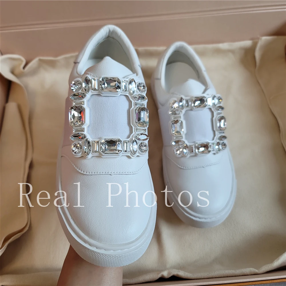 Women Sneakers Genuine Leather Shoes Fashion Rhinestone Casual Sneakers Women's Vulcanize Shoes Zapatos De Mujer