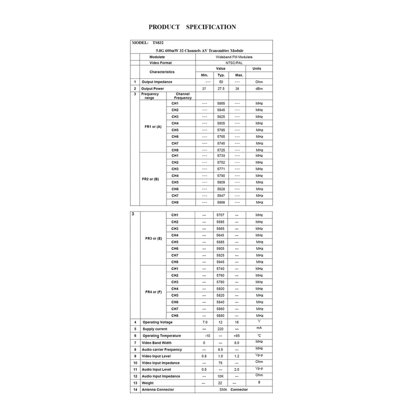 TS832 FPV беспроводной передатчик 5 8G 600 МВт с антенной AV-передатчик для мультикоптера