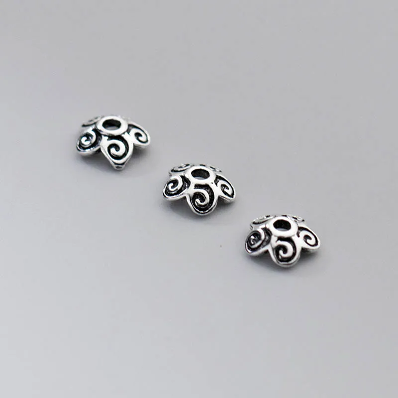 

5 шт./партия, колпачки для бусин, из серебра 925 пробы