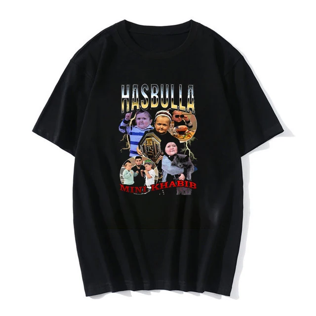 

Классическая футболка Hasbulla Fighting Meme, забавная мини футболка Khabib bloger, футболка унисекс из полиэстера, кавайная одежда на заказ