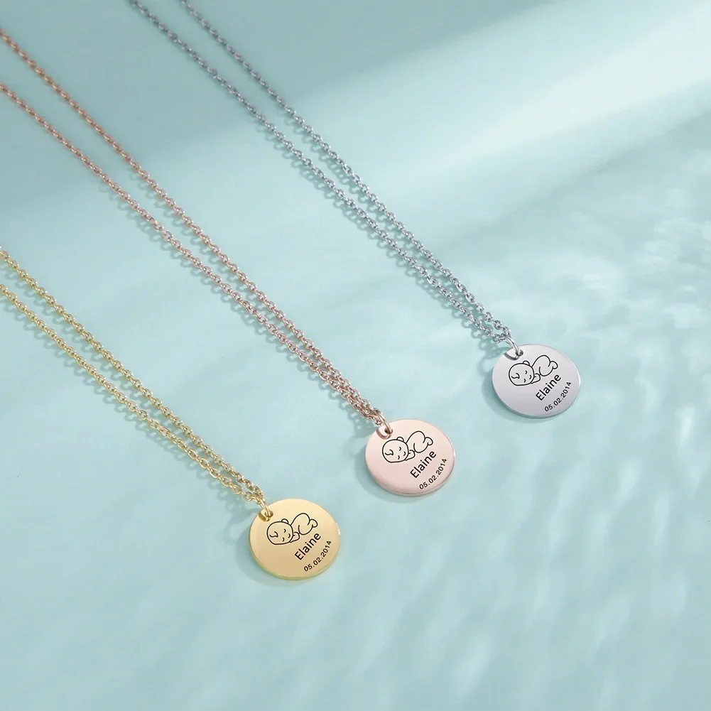 Новое милое персонализированное ожерелье для новорожденных с именем и детей