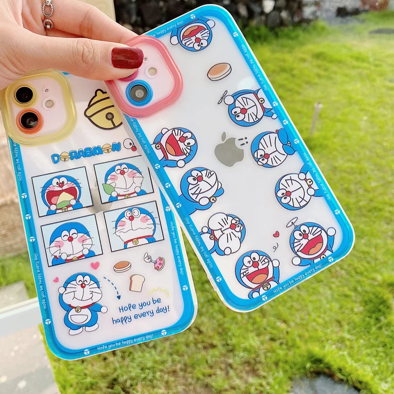 

Animation cartoon cute Doraemon jingle cat for Apple12 11 mobile phone case suitable for iphone13promax thickened color lens 11