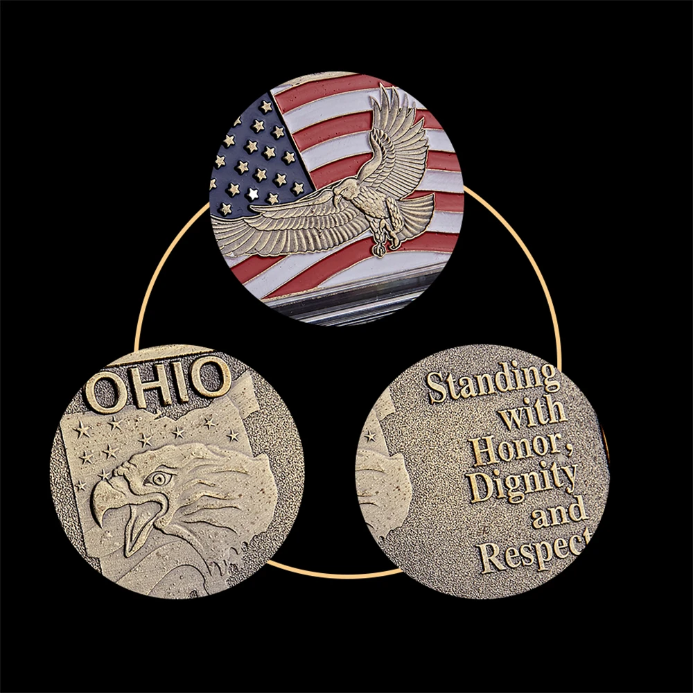 США Огайо Патриот Гвардия стоя с монетами Honor Dignity и Respect Souvenir Challenge Bar