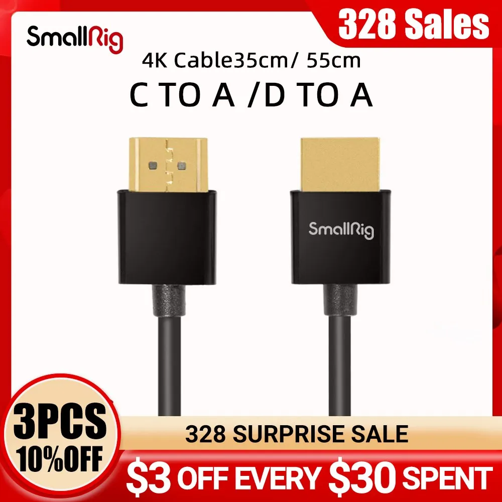 

Ультратонкий кабель SmallRig 4K 60 Гц 2,0 33/55 см для DSLR/монитора/беспроводного видеопередатчика и приемника 2956/2957
