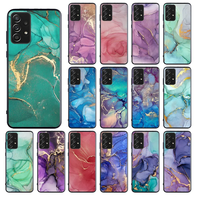 

Green Blue Purple Marble Phone Case for Samsung Galaxy A13 A22 A32 A71 A33 A52 A53 A72 A73 A51 A31 A23 A34 A54 A52 A53S