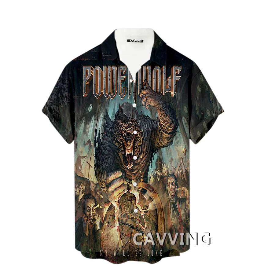 

CAVVING 3D Printed Powerwolf Rock Fashion Casual Shirts Men's Short Sleeves Loose Breathable Hawaii Shirts F01