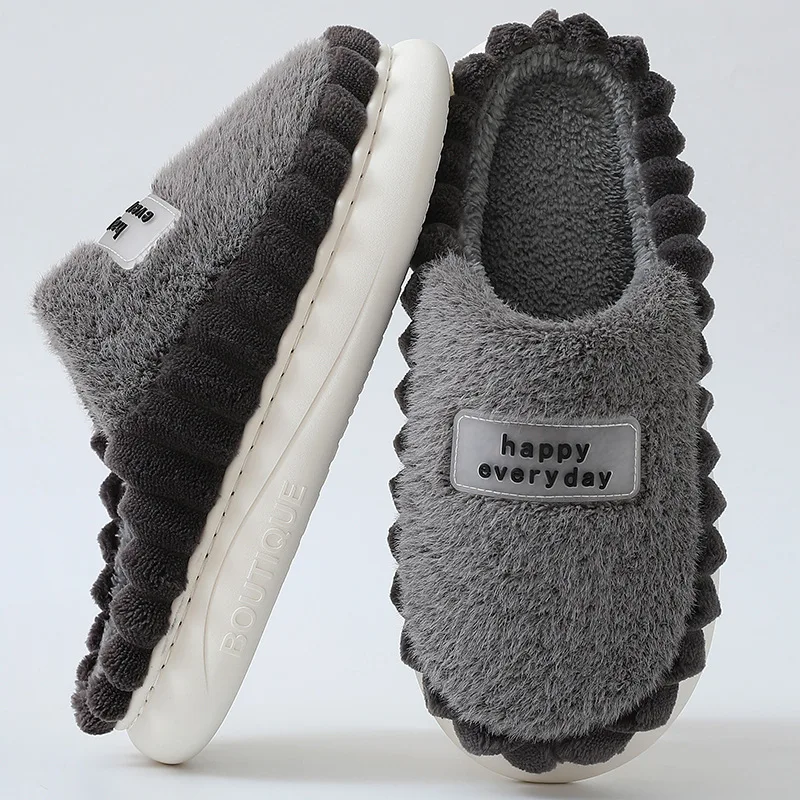 Plus Size 38-51 Male Indoor Slippers Slides Men House Shoes High Quality 2022 Casual Warm Winter Mens Slippers Gray Luxury Shoes