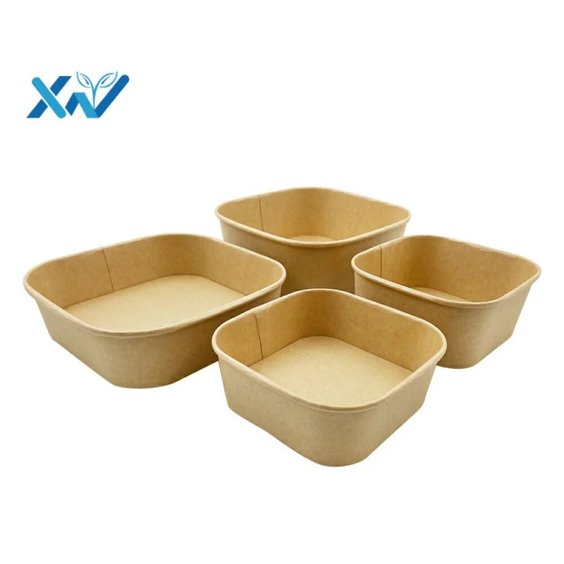 

Biodegradable Disposable All Sizes Kraft Paper Salad Bowl For Food Packaging Take Away With Customized Printing